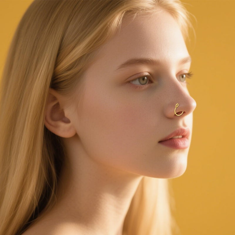 D.Bella Fake Nose Ring 20G Faux Piercing Jewelry 8mm Fake Nose Rings Hoop Non Pierced Lip Septum Set - Image 5